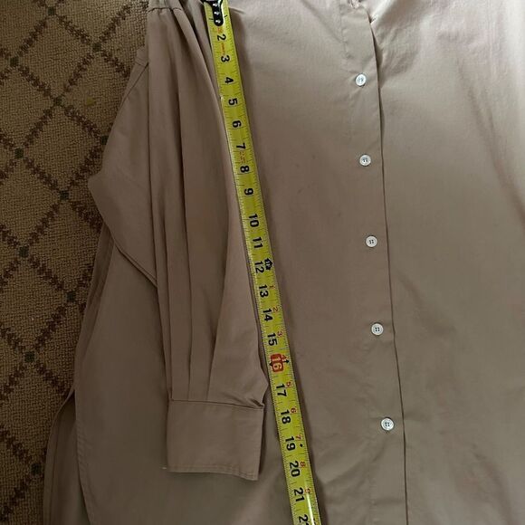 Zara Tan Oversized cotton Poplin button down Shirt Tunic Dress NWOT S - Picture 13 of 15